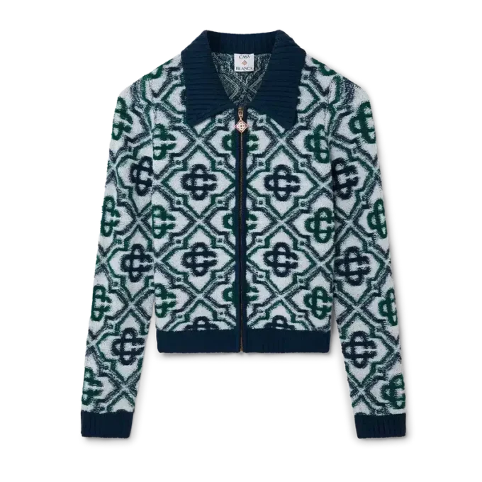 Maglione con zip in maglia Monogram