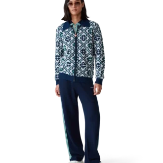 Maglione con zip in maglia Monogram