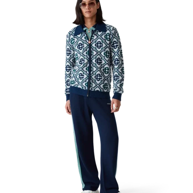 Maglione con zip in maglia Monogram