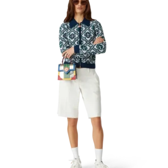 Maglione con zip in maglia Monogram