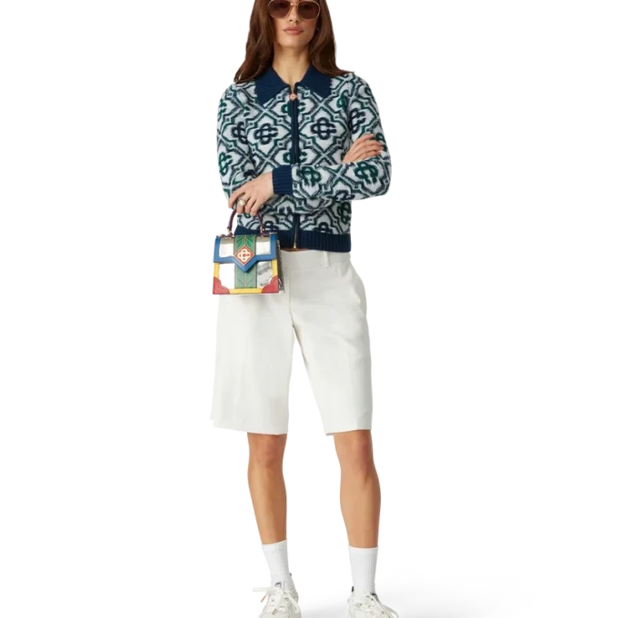 Maglione con zip in maglia Monogram