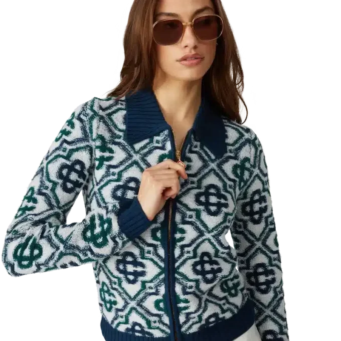 Maglione con zip in maglia Monogram