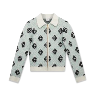 Maglione con zip in mohair Monogram