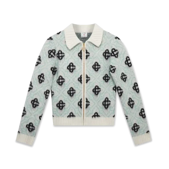 Maglione con zip in mohair Monogram