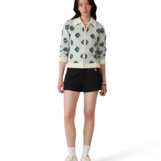 Maglione con zip in mohair Monogram