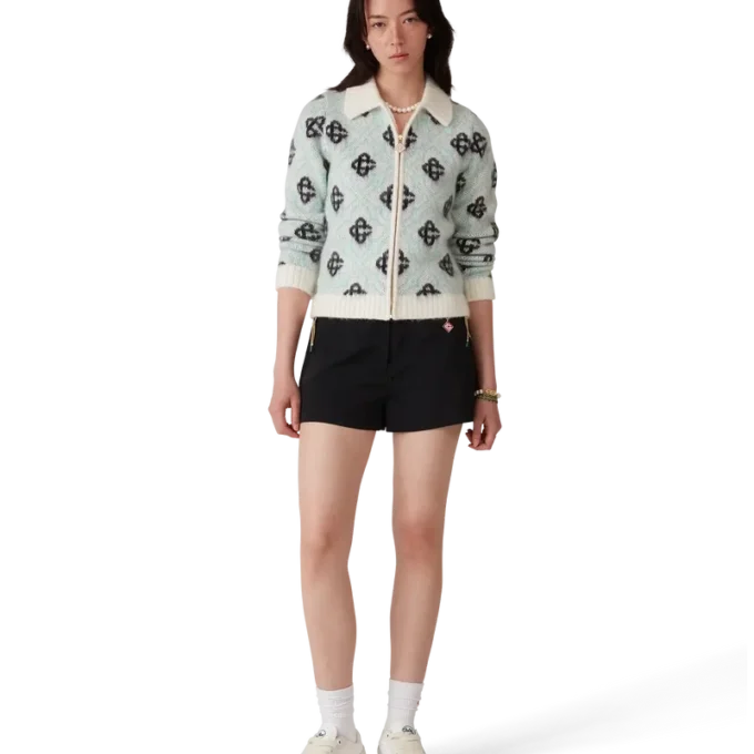 Maglione con zip in mohair Monogram