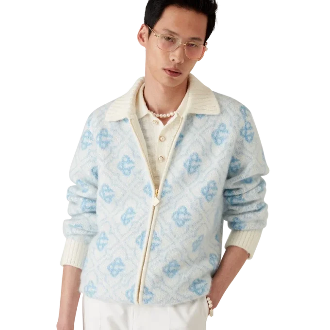 Maglione con zip in mohair Monogram Maglione con zip in mohair Monogram