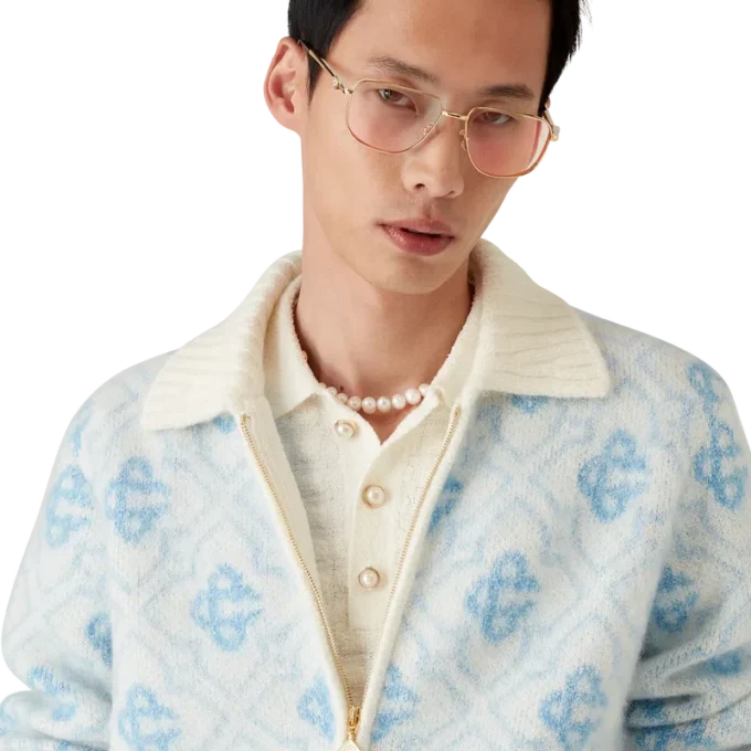 Maglione con zip in mohair Monogram Maglione con zip in mohair Monogram