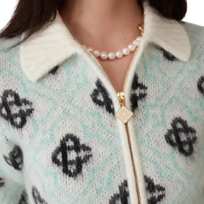 Maglione con zip in mohair Monogram