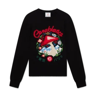 Maglione in cotone con ricamo a forma di fungo