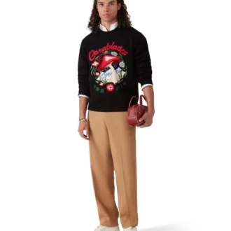 Maglione in cotone con ricamo a forma di fungo