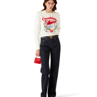 Maglione in cotone con ricamo a forma di fungo