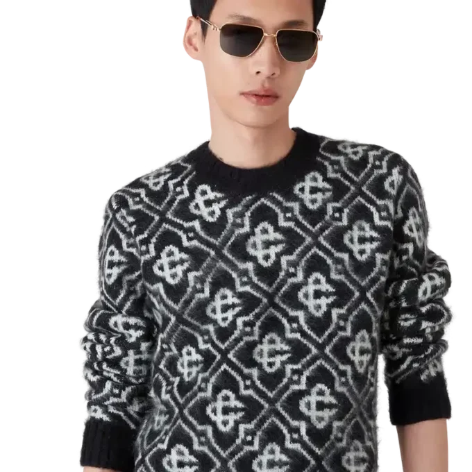 Maglione in mohair con monogramma