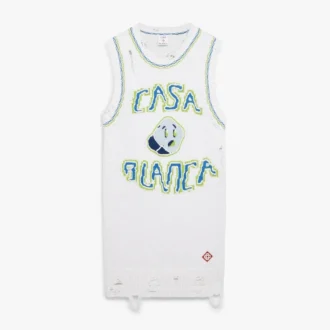 Mini abito canotta bianco lavorato a mano