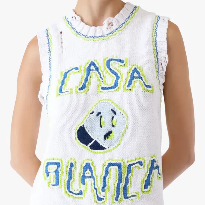 Mini abito canotta bianco lavorato a mano
