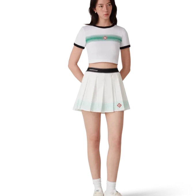 Mini gonna a pieghe a righe