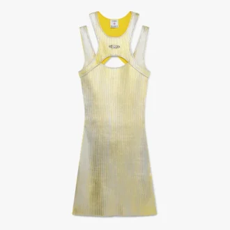 Miniabito con stampa in lamina gialla