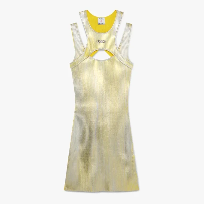 Miniabito con stampa in lamina gialla