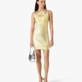 Miniabito con stampa in lamina gialla