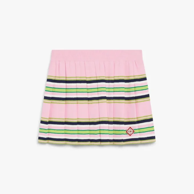 Minigonna a pieghe a righe rosa e verde Minigonna a pieghe a righe rosa e verde