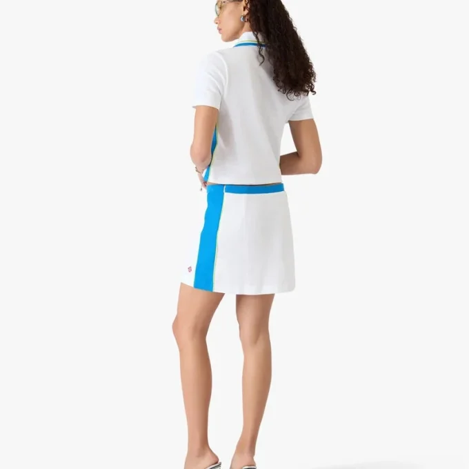Minigonna in piqué bianco e blu