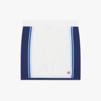 Minigonna in rete a righe bianche e blu