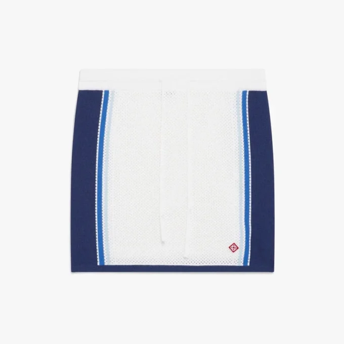 Minigonna in rete a righe bianche e blu