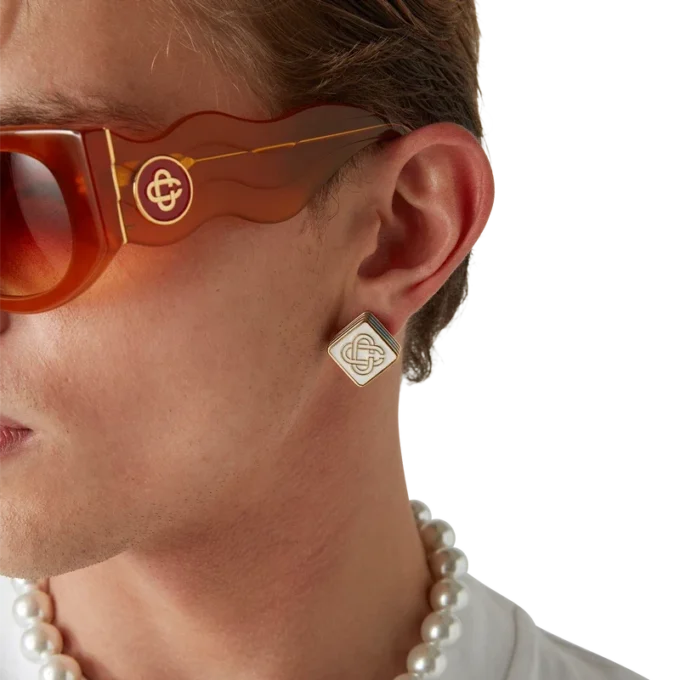 Orecchini a bottone con logo Monogram