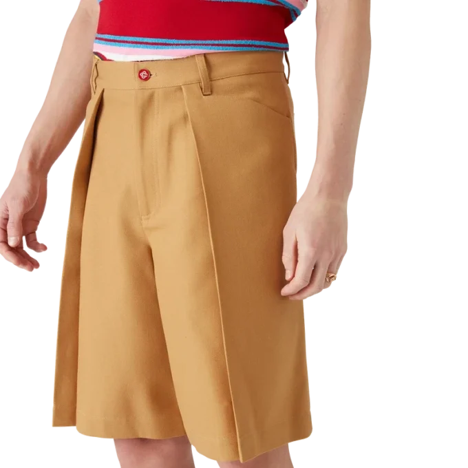 Pantaloncini a pieghe in lana