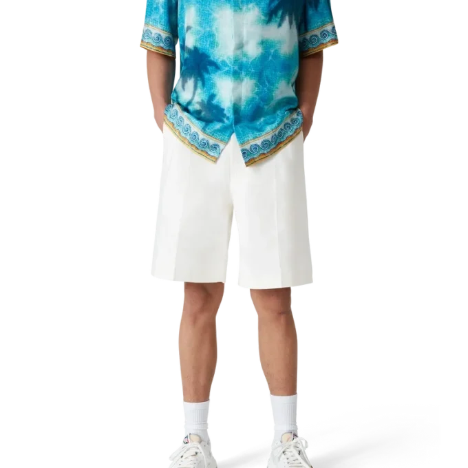 Pantaloncini a pieghe in lino