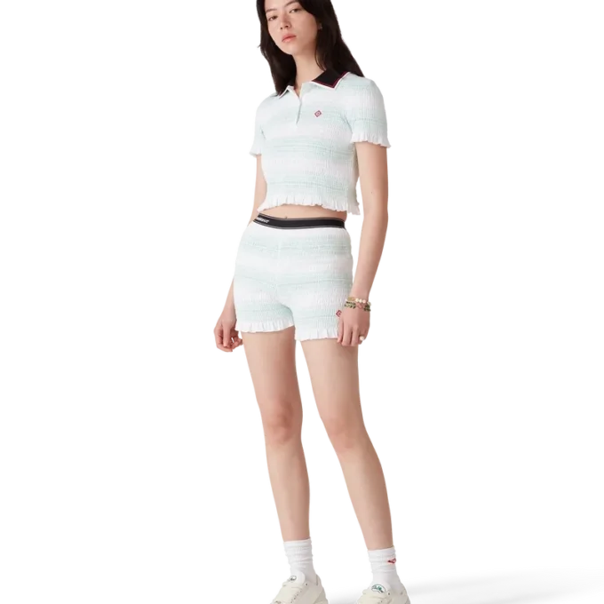 Pantaloncini a righe arricciati