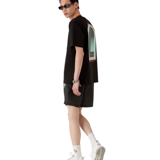 Pantaloncini da bagno a righe jacquard con monogramma