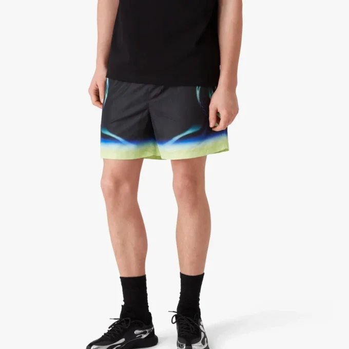 Pantaloncini da bagno con stampa Sporchid nera