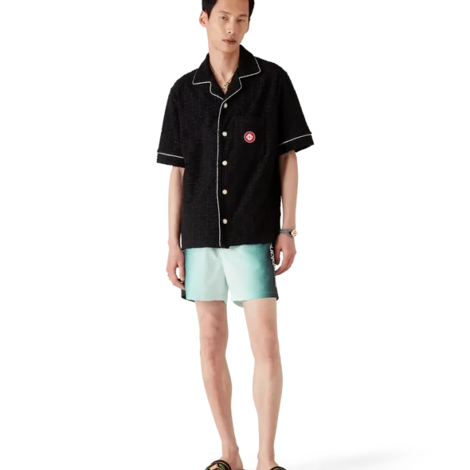 Pantaloncini da bagno in jacquard con monogramma sfumato