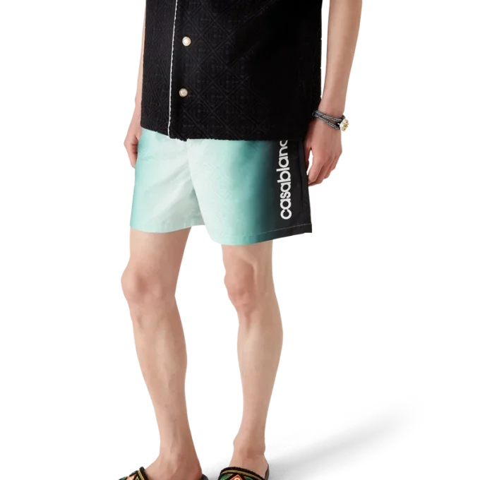 Pantaloncini da bagno in jacquard con monogramma sfumato