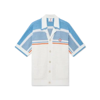 Pantaloncini da tennis a maniche corte in cotone lavorato all’uncinetto