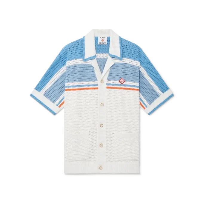 Pantaloncini da tennis a maniche corte in cotone lavorato all’uncinetto