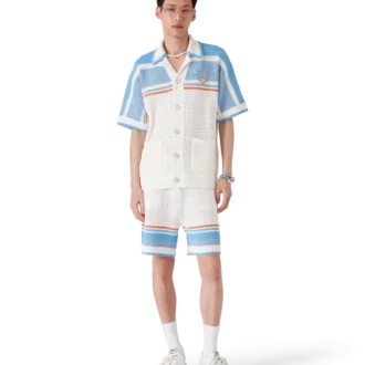 Pantaloncini da tennis a maniche corte in cotone lavorato all’uncinetto