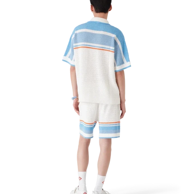 Pantaloncini da tennis a maniche corte in cotone lavorato all’uncinetto