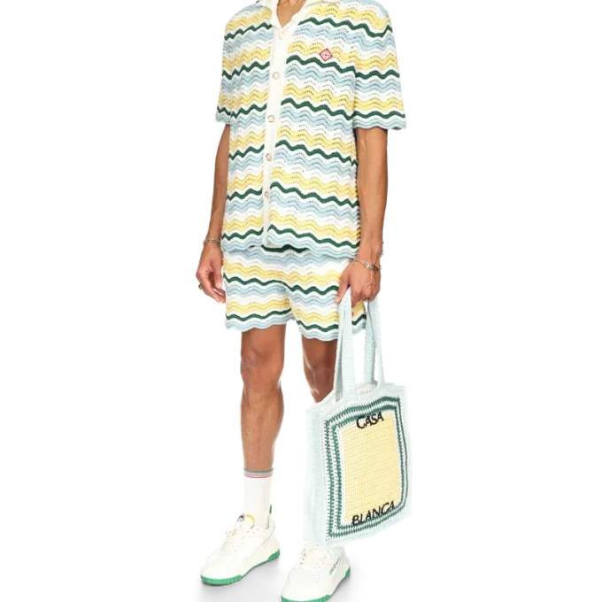 Pantaloncini in bouclé ondulato