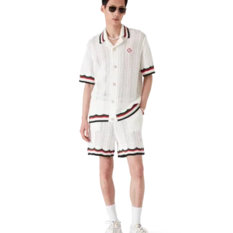 Pantaloncini in cotone all’uncinetto con motivo a zig zag