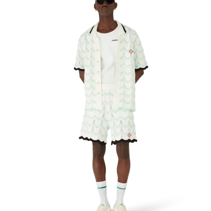 Pantaloncini in cotone all’uncinetto Gradient Wave