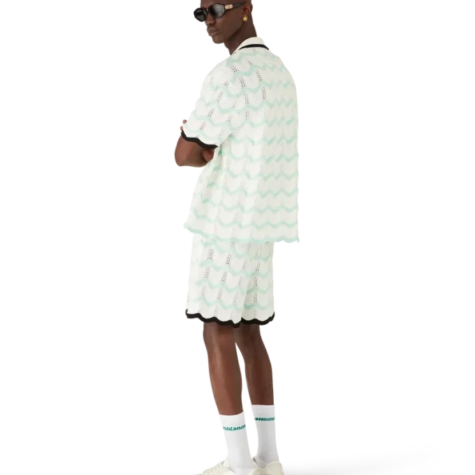 Pantaloncini in cotone all’uncinetto Gradient Wave