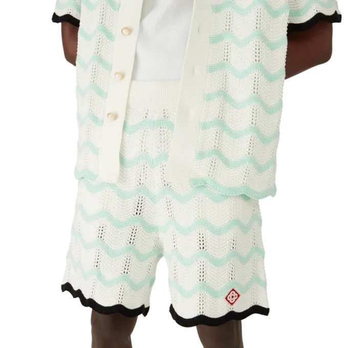 Pantaloncini in cotone all’uncinetto Gradient Wave