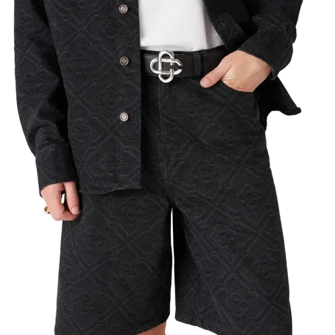 Pantaloncini in denim con Monogram al laser