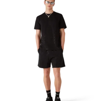 Pantaloncini in felpa con monogramma in cristallo Pantaloncini in felpa con monogramma in cristallo