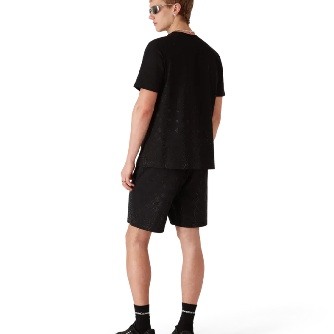 Pantaloncini in felpa con monogramma in cristallo Pantaloncini in felpa con monogramma in cristallo