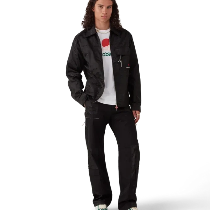 Pantaloncini in nylon con zip a maniche corte in stile mimetico