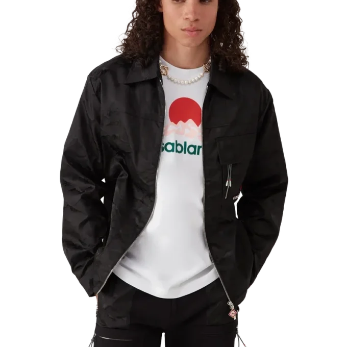 Pantaloncini in nylon con zip a maniche corte in stile mimetico