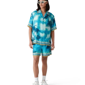 Pantaloncini in seta con emblema Poolside